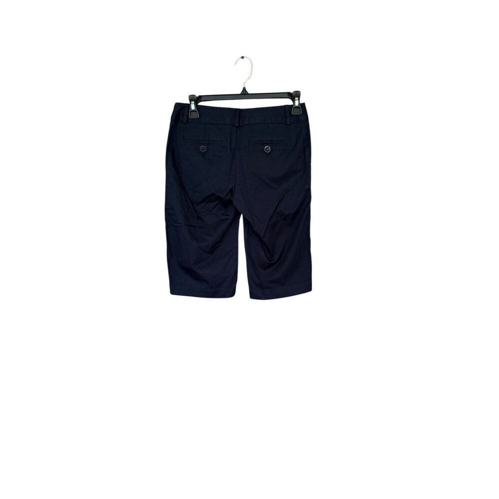 NWT Lacoste Womens Navy Flat Front Chino Bermuda Golf Casual Shorts Size 2